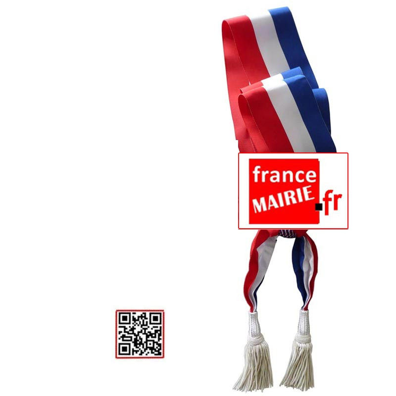 Echarpe tricolore 2 glands Argents pour Maire-Adjoint ou Conseiller Municipal