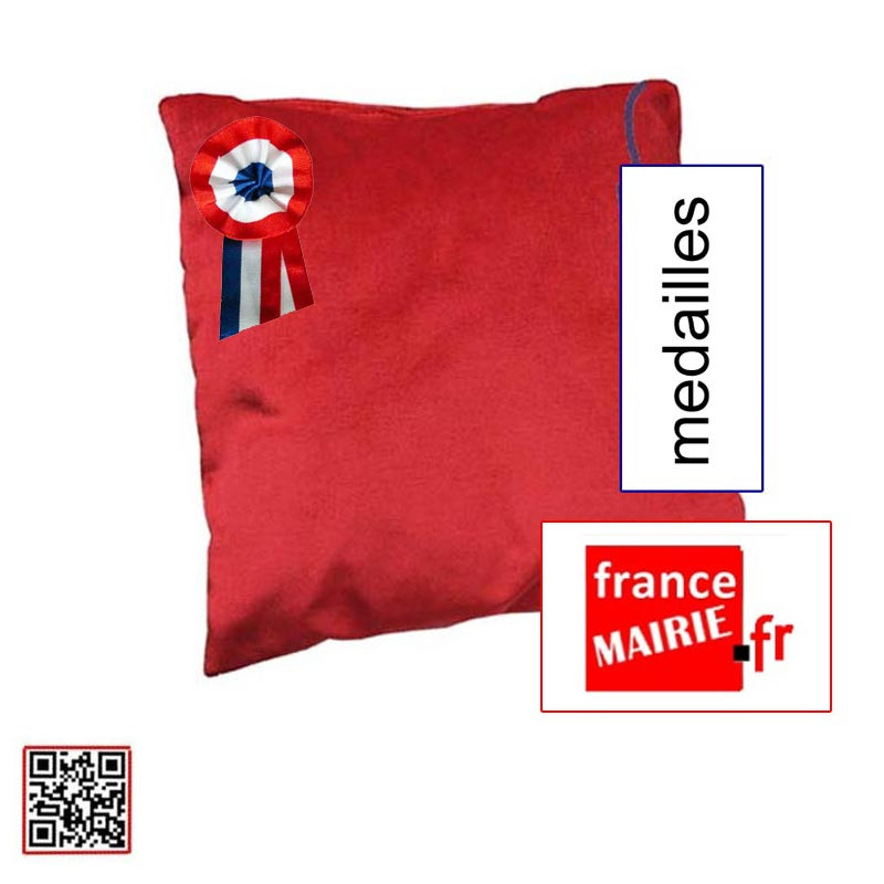 COUSSIN ROUGE POUR REMISE DE MEDAILLE AVEC COCARDE TRICOLORE