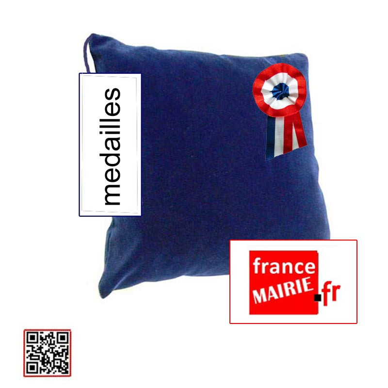 COUSSIN BLEU POUR REMISE DE MEDAILLE AVEC COCARDE TRICOLORE